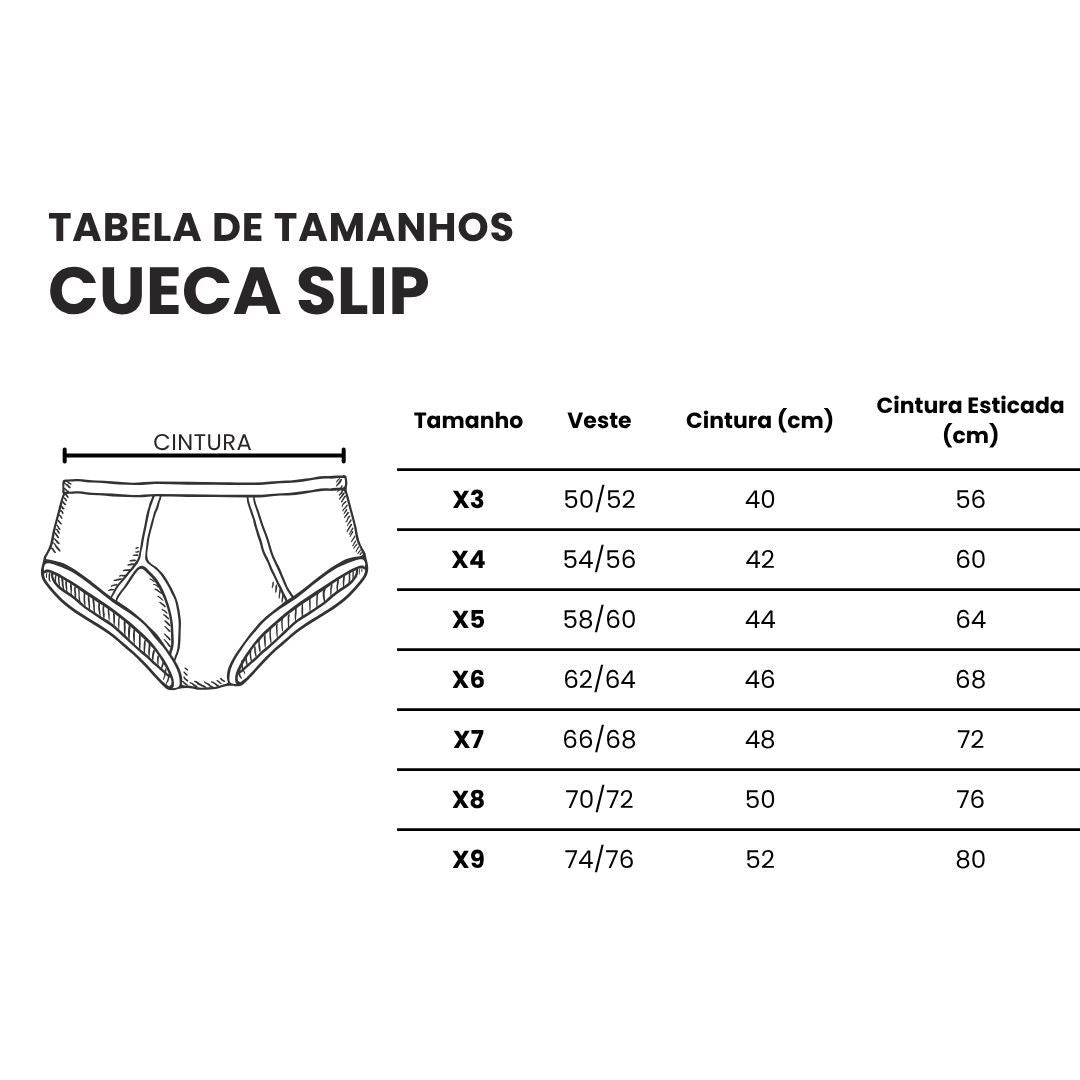 Kit 3 Cuecas Slip Adulto Algodão Taurus