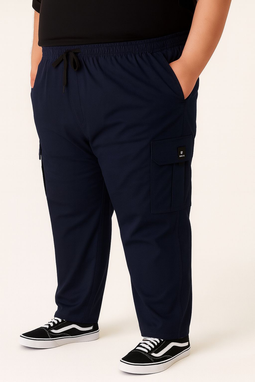 Calça Cargo Sarja Elastano Plus Size Tormenta