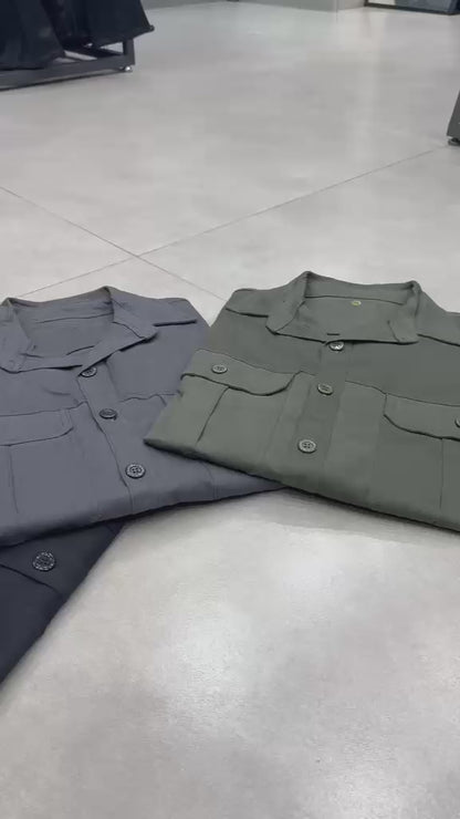 Camisa Sarja Casual Plus Size Tormenta
